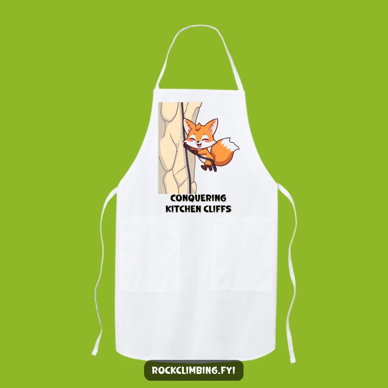 Funny Fox Rappelling Apron: Energetic Kitchen Adventure, Perfect Chef Gift!