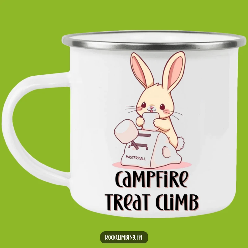 Sweet Funny Bunny Marshmallow Climb Camping Mug: Outdoorsy Delight