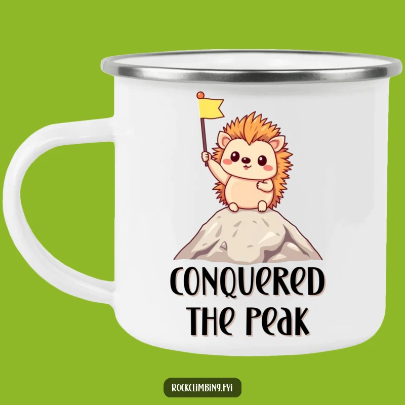 Funny Hedgehog Summit Camping Mug: Celebrate Wins Outdoors