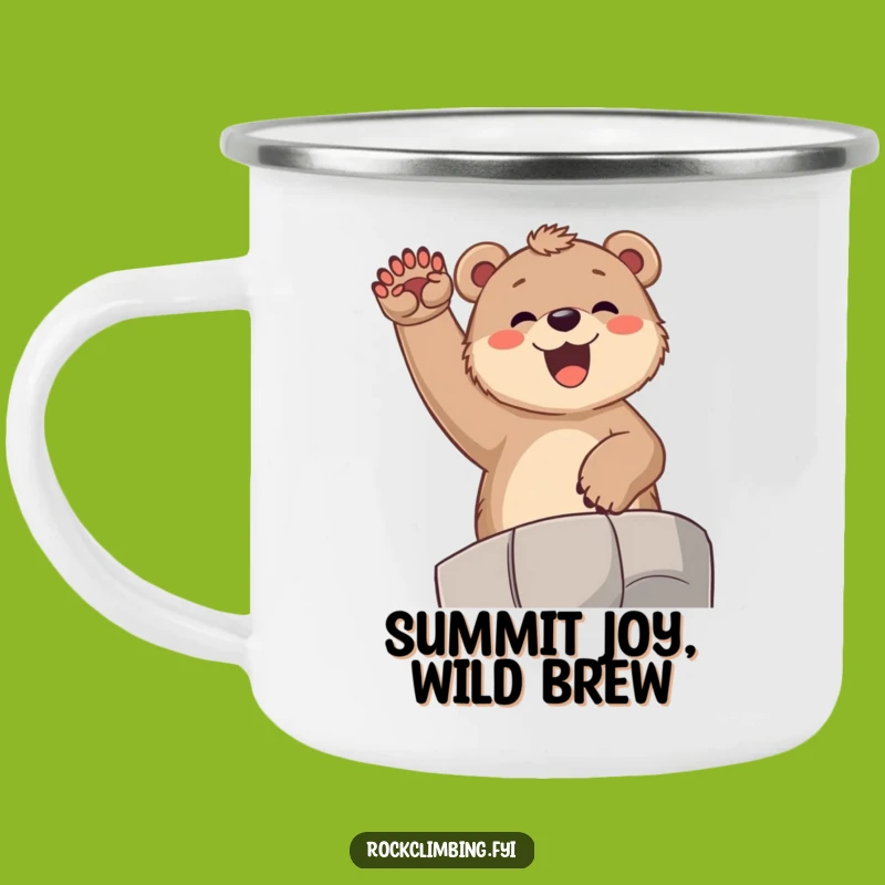 Funny Bear Cub Celebration Camping Mug: Hilarious Joyful Outdoor Drinkware