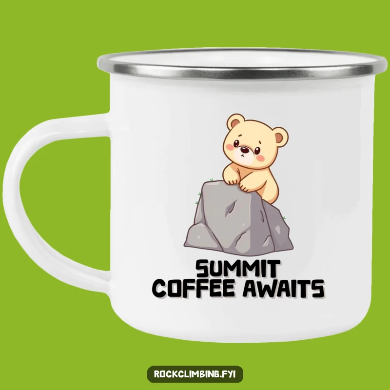Funny Bear Cub Climbing Camping Mug: Conquer Your Morning Brew