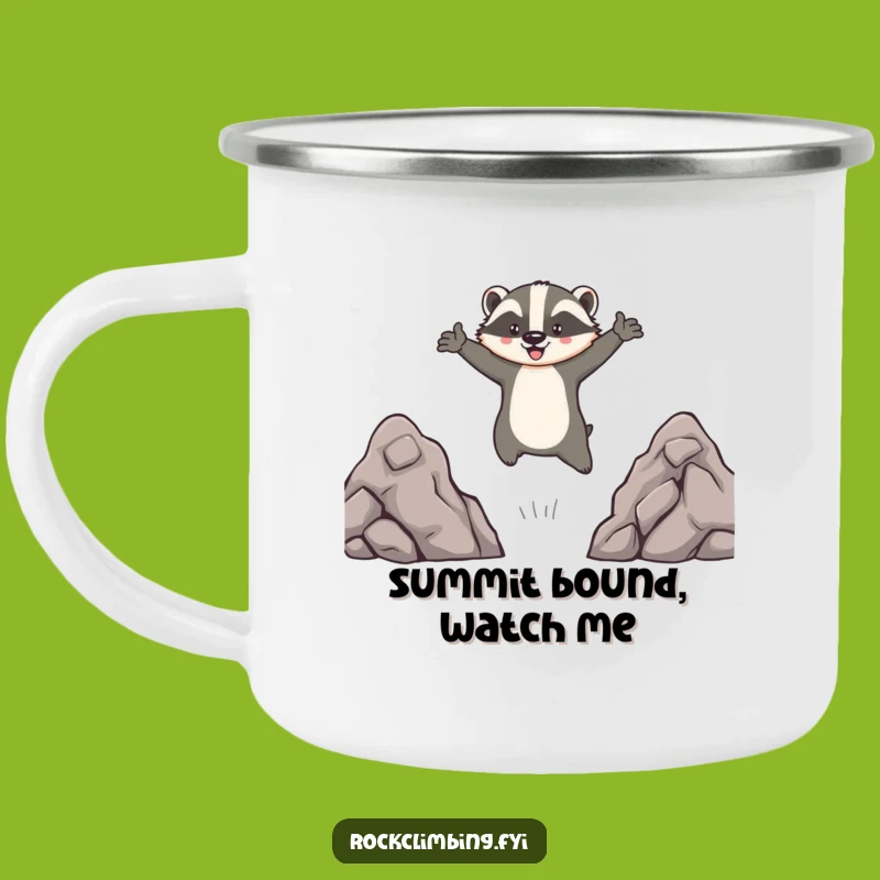 Funny Brave Badger Leaping Camping Mug - Rugged & Hilarious Outdoor Adventure