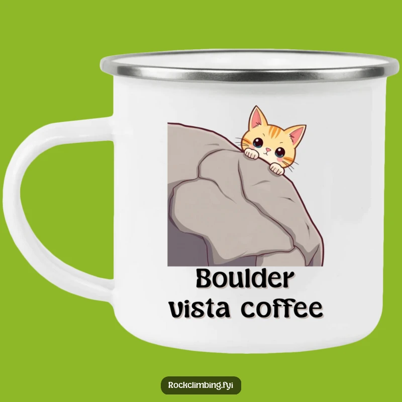 Funny Curious Cat Boulder Camping Mug - Hilarious Outdoor Drinkware for Cat Lovers