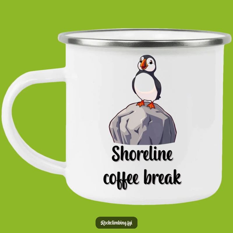 Funny Delighted Puffin Camping Mug - Cozy Coastal Outdoor Drinkware