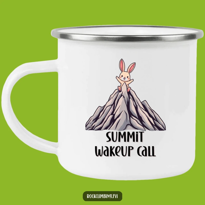Funny Triumphant Rabbit Camping Mug - Enamel Peak Explorer Cup, Gift