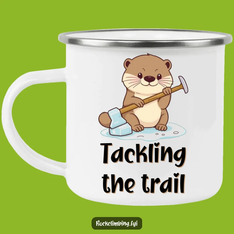 Funny Otter Ice Axe Camping Mug: Focused Grip for Outdoor Adventures