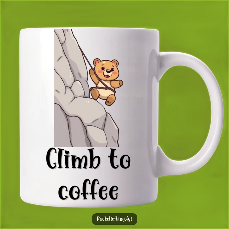 Funny Bear Rappelling Mug: Determined Confidence Adventure Gift for Explorers