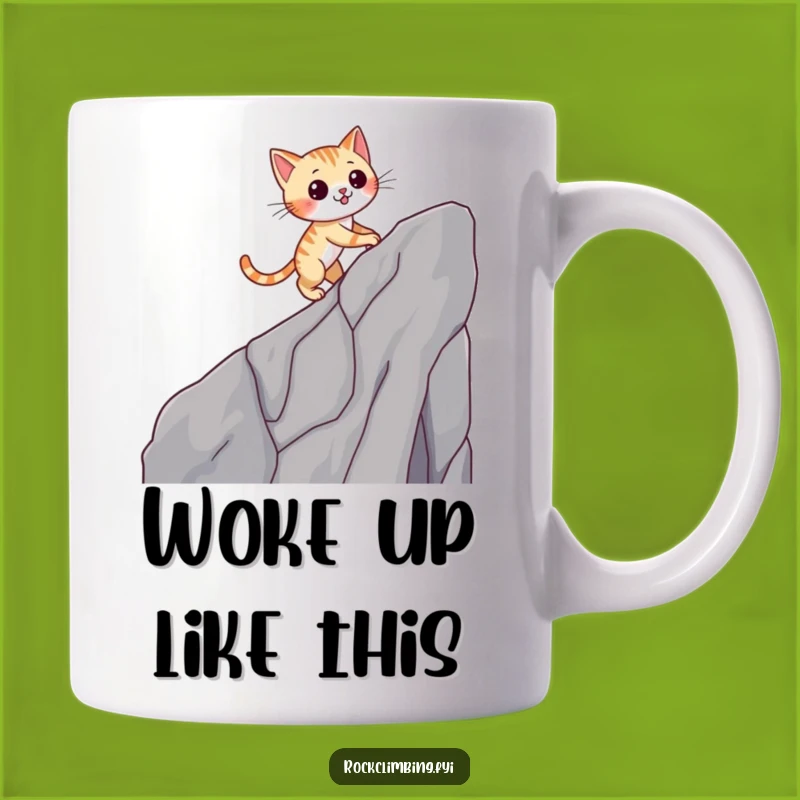 Funny Cat Cliff Climb Mug: Witty Adventure Gift for Cat Lovers