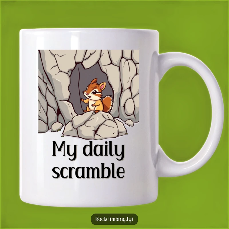 Funny Chipmunk Rock Mug: Brave Explorer Navigating Heights, A Hilarious Gift