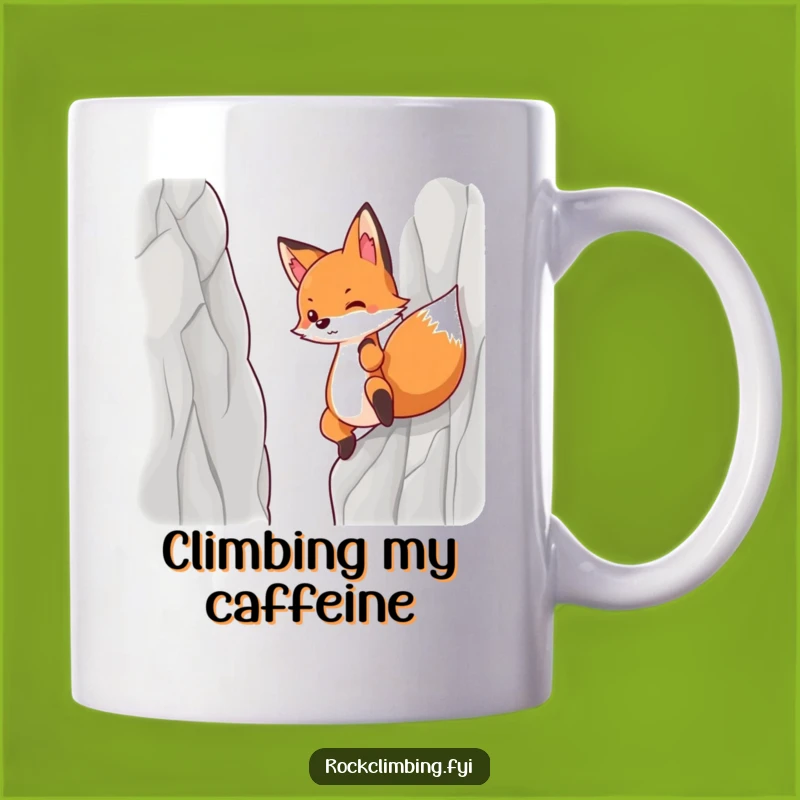 Funny Determined Fox Mug, Cliff Climbing Motivation, Humorous Adventure Gift