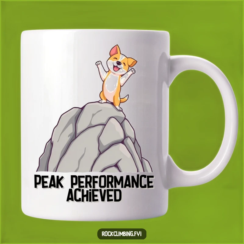 Funny Dog Summit Mug: Joyful Canine Conqueror, Perfect Funny Gift for Climbers