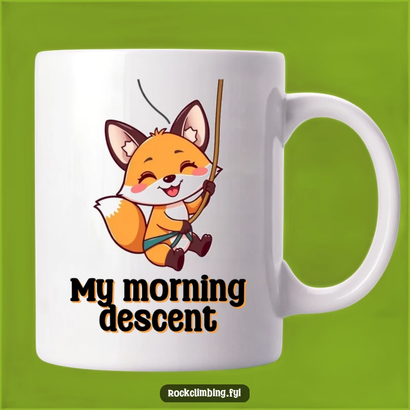 Funny Fox Rappelling Mug: Adventurous Descent, Perfect Humorous Gift