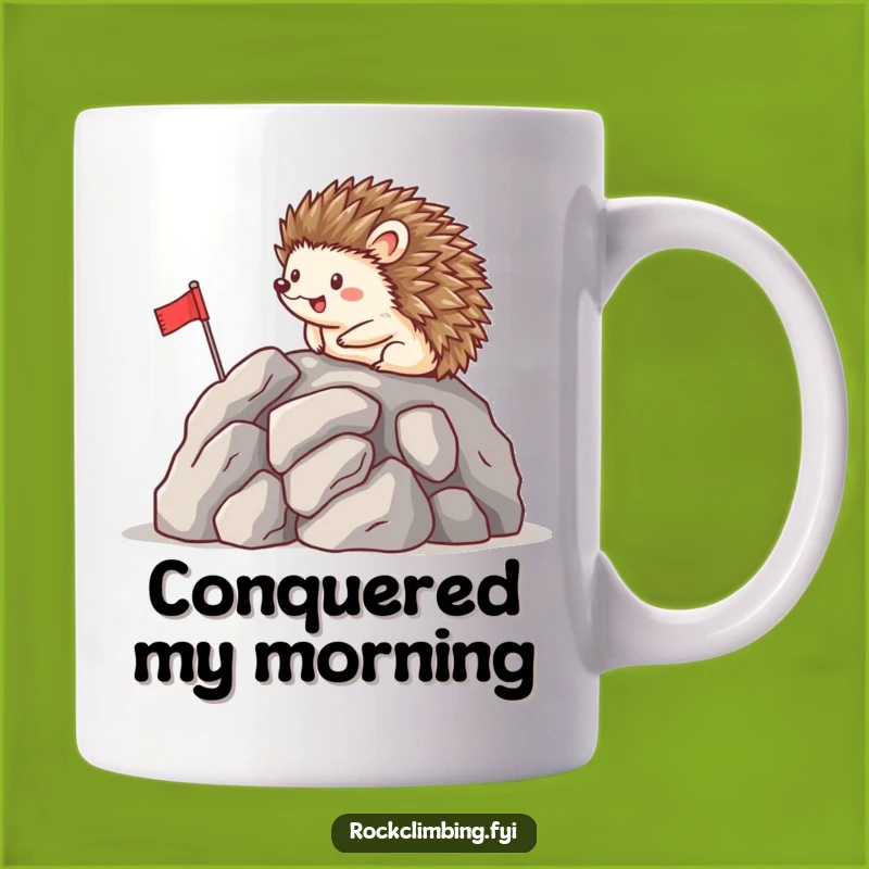 Funny Happy Hedgehog Flag Mug - Hilarious Achievement Gift for Goal Getters