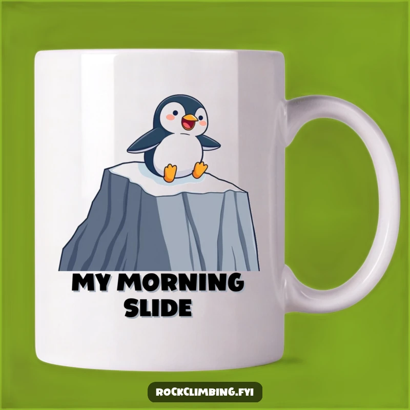 Funny Penguin Slider Mug - Joyful Descent, Perfect Funny Gift!