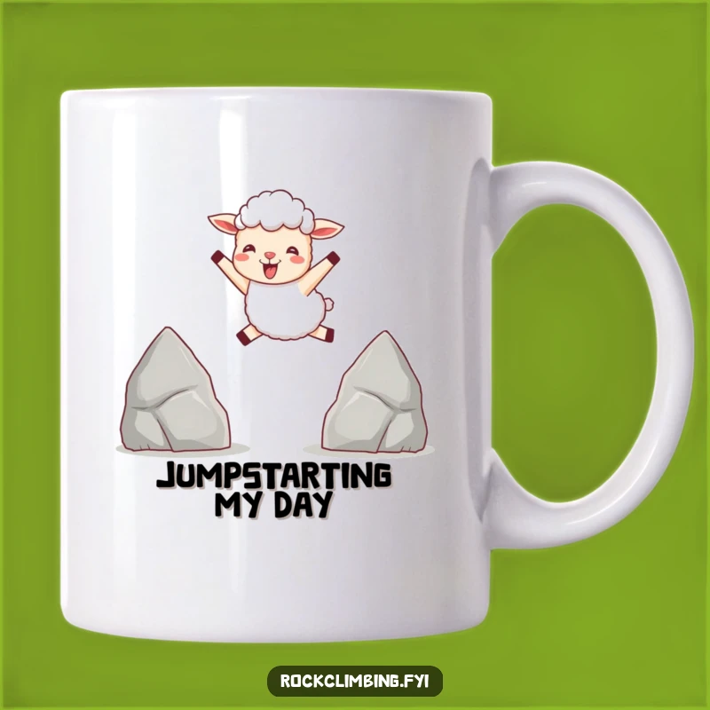 Funny Sheep Leaping Mug: Joyful Jumper, Perfect Humorous Gift
