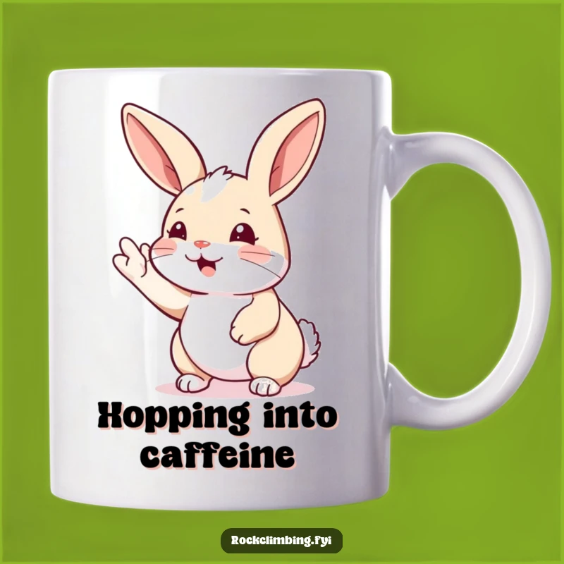 Funny Rabbit Climbing Mug: Eager Explorer Reaching Up, Perfect Inspirational Funny Gift