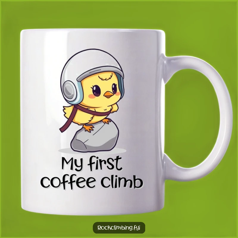 Funny Determined Chick Mug: Tiny Climber Helmet Adventure Gift
