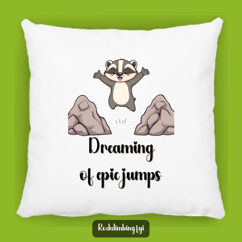 Funny Brave Badger Leaping Pillow - Cozy & Hilarious Adventure Accent Cushion