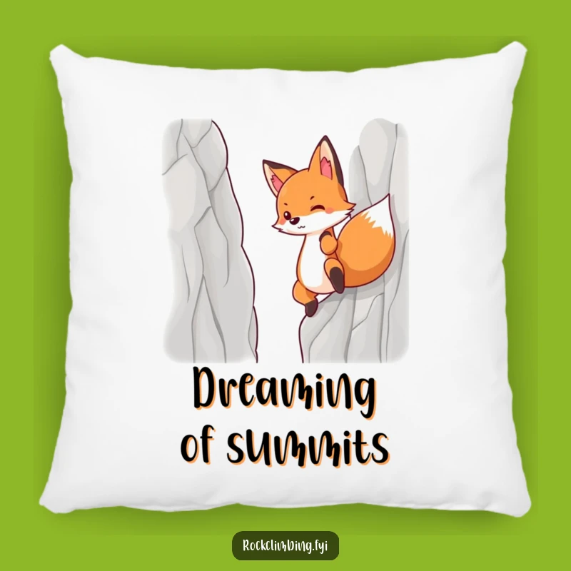 Funny Determined Fox Pillow, Cozy Cliff Climber Cushion, Humorous Comfort Gift