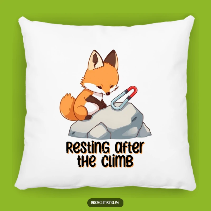 Funny Fox Climbing Prep Pillow: Comfy and Hilarious Decor for Planners