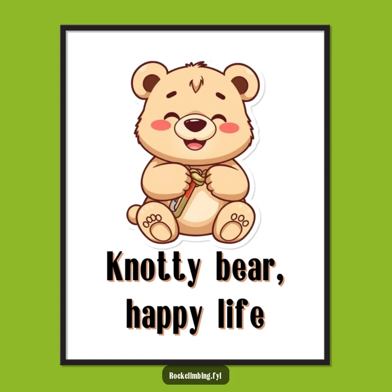 Funny Bear Cub Carabiner Digital Art: Instant Download Hilarious Climbing Decor