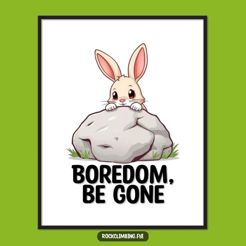 Funny Curious Rabbit Digital Art: Determined Boulder Peeker for Instant Joy