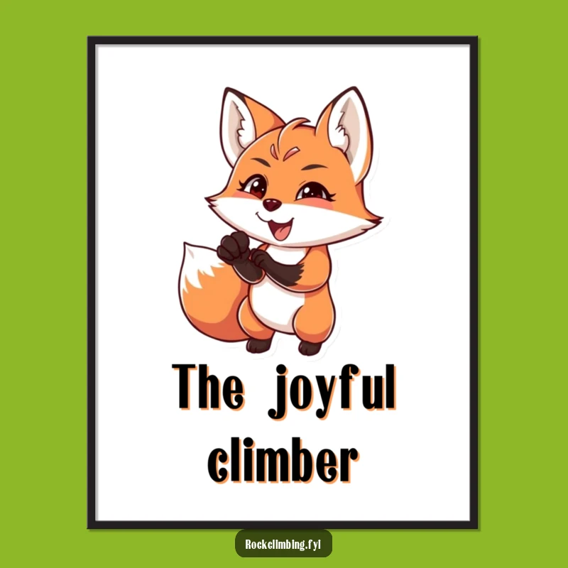 Funny Fox Climber Digital Art Print - Hilarious Wall Decor for Adventure Seekers