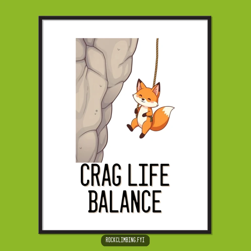 Funny Fox Rope Swing Digital Art: Playful Crag Print for Fun Spaces