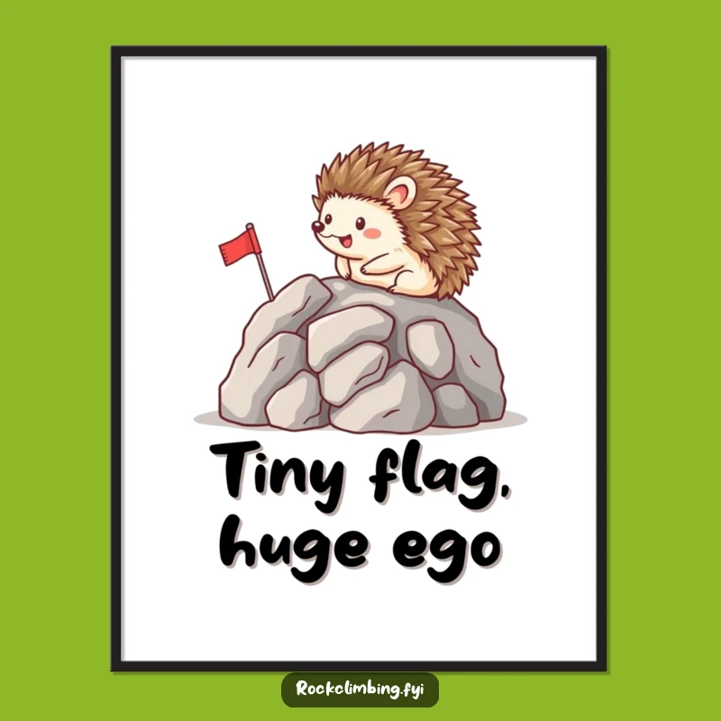Funny Happy Hedgehog Flag Digital Art Print - Inspirational Wall Decor