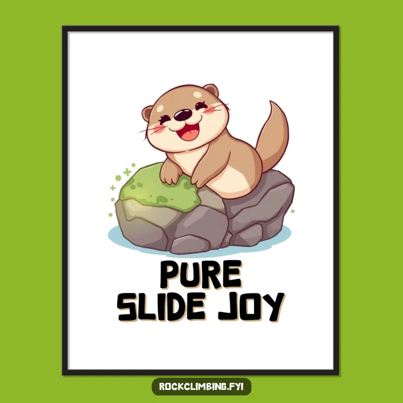 Funny Otter Sliding Digital Art: Instant Download of Hilarious River Art