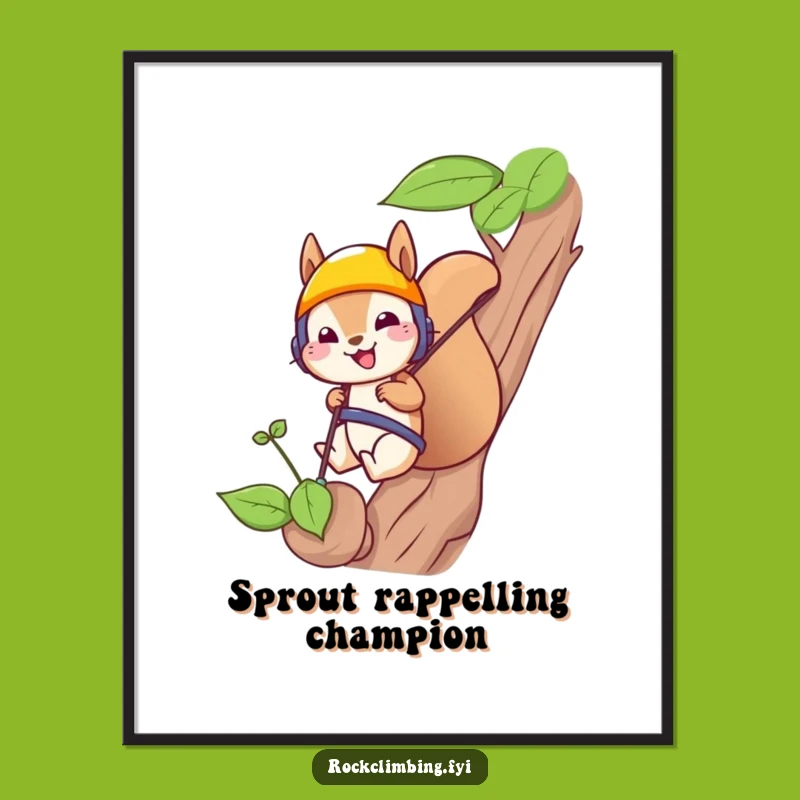 Funny Squirrel Rappelling Digital Art: Instant Hilarious Decor for Thrill-Seekers