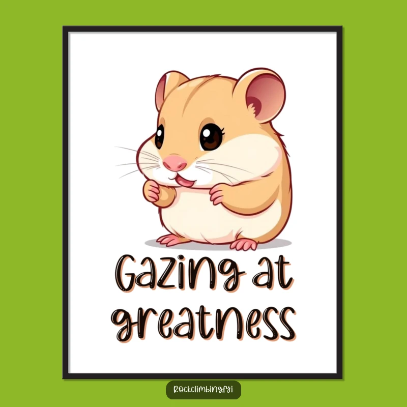 Funny Curious Hamster Climber Digital Art - Instant Download for Inspirational Decor