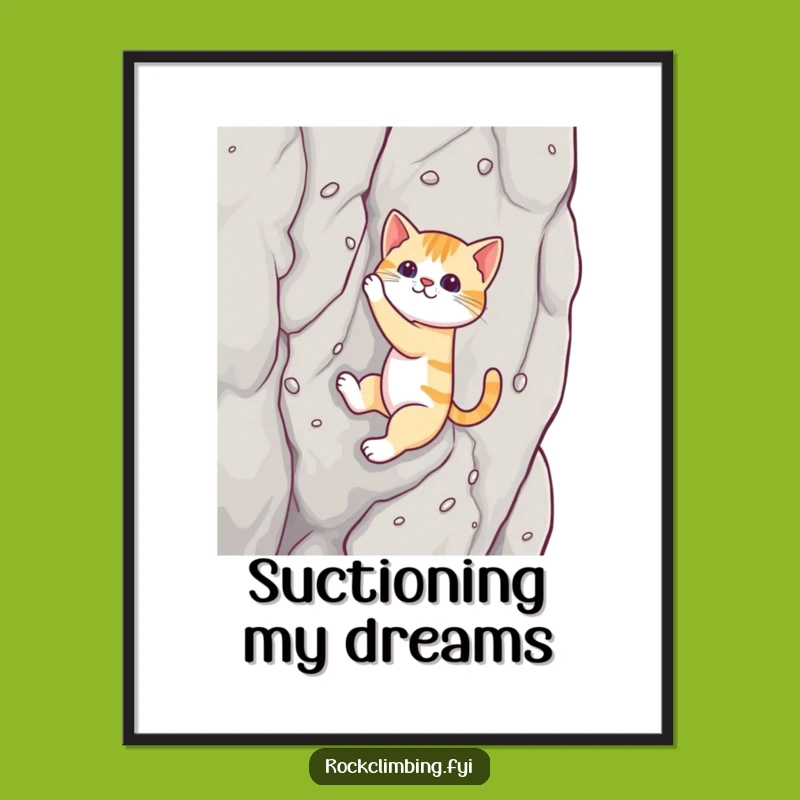 Funny Cat Climber Digital Print: Instantly Add Hilarious Feline Ambition to Walls
