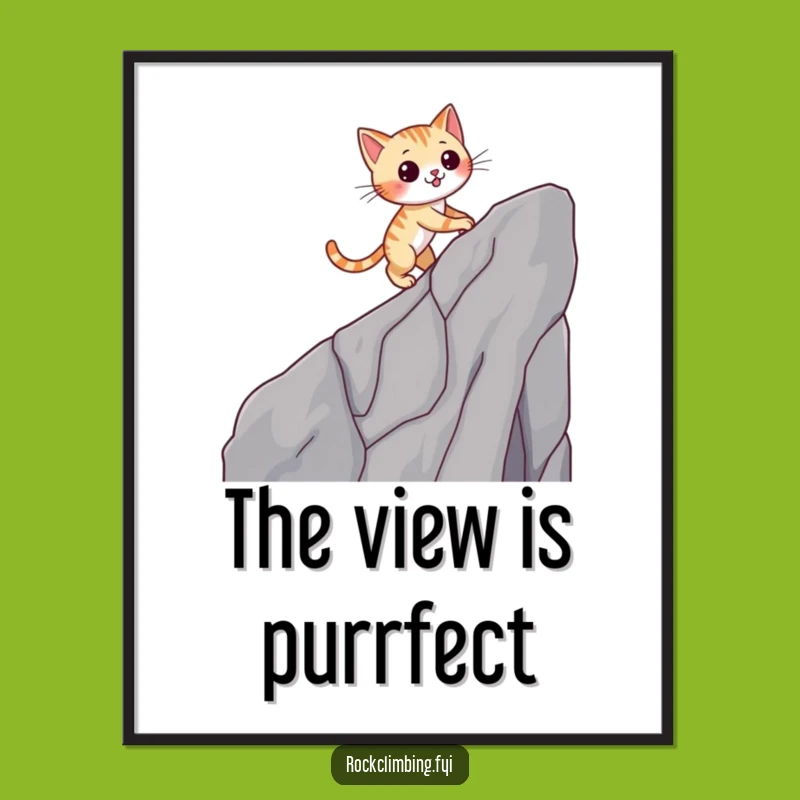 Digital Funny Cat Cliff Climb Art: Instant Wall Wit and Charm