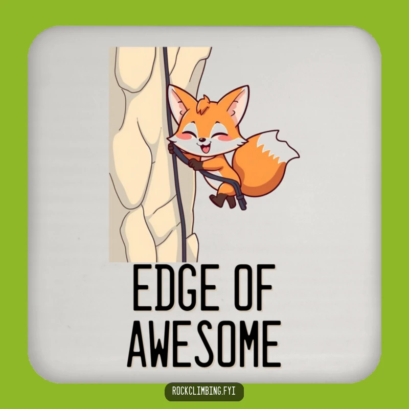Funny Fox Rappelling Coaster: Energetic Drink Protection, Perfect Gift!