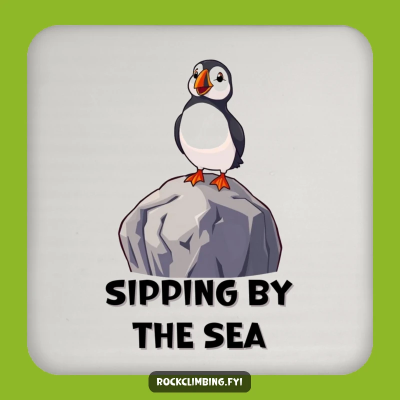 Funny Delighted Puffin Drink Coaster - Hilarious Coastal Decor