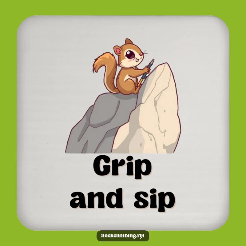 Funny Squirrel Rock Climber Coasters: Protect Surfaces with Grit - A Quirky Funny Gift