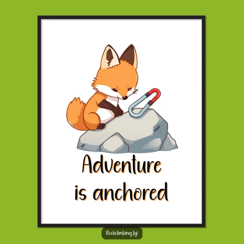 Funny Fox Climbing Prep Poster: Hilarious Wall Art for Outdoor Enthusiasts