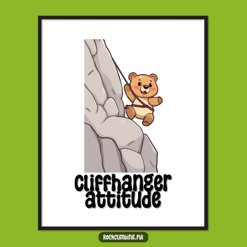 Funny Bear Rappelling Poster: Confident Strider Wall Art - Unique Gift