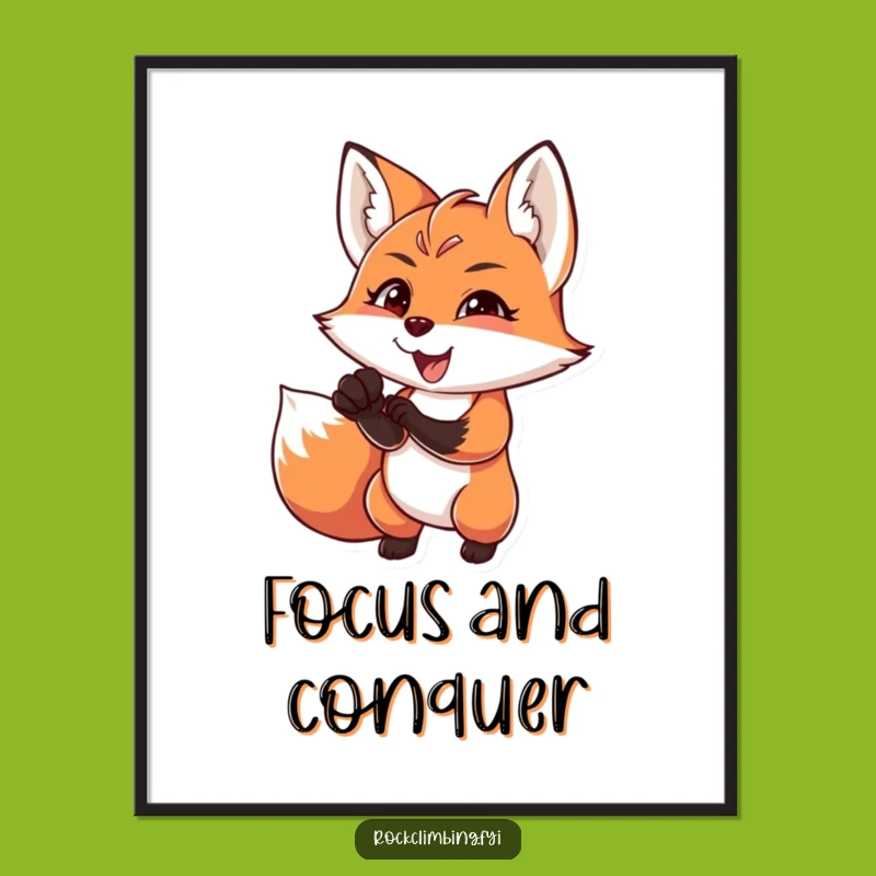 Funny Fox Climber Poster - Hilarious Wall Art for Adventure Seekers
