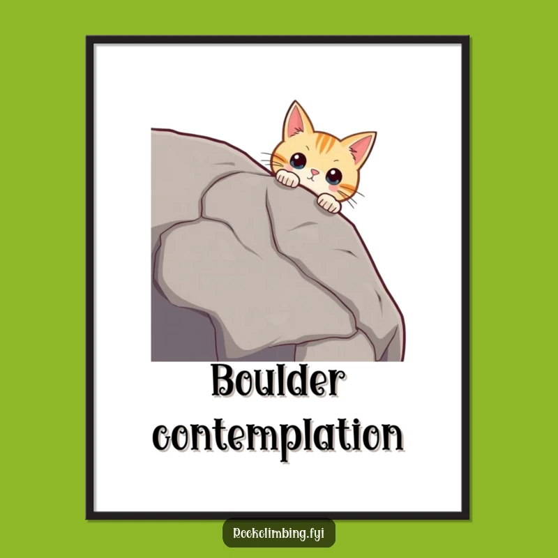 Funny Curious Cat Boulder Poster - Hilarious Wall Art for Cat Lovers