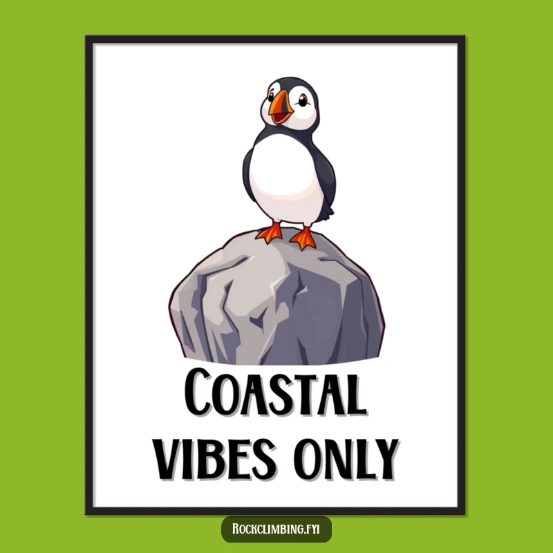 Funny Delighted Puffin Poster - Joyful Coastal Wall Art Gift