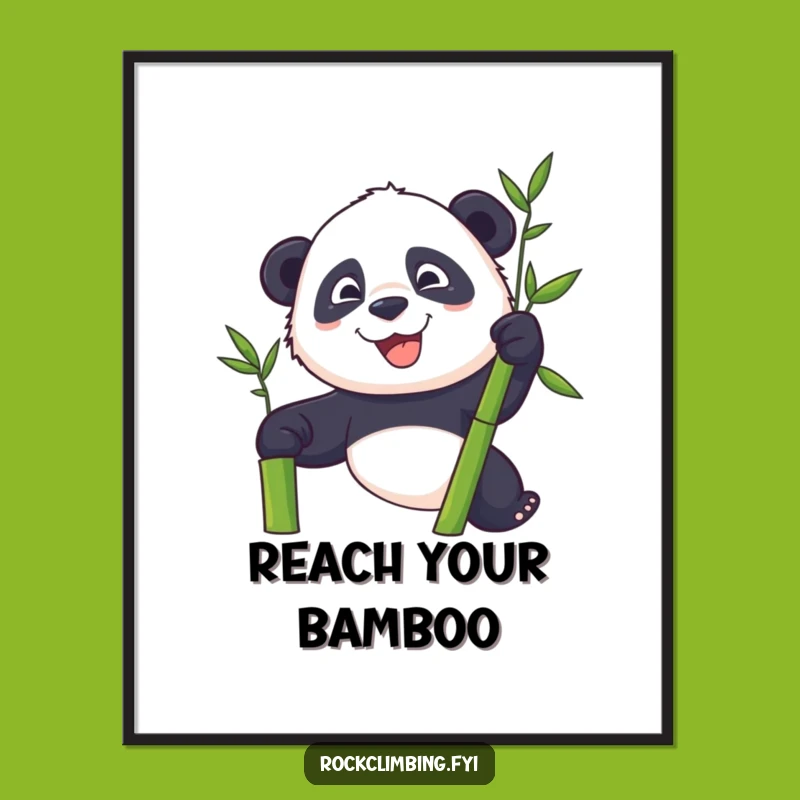 Funny Panda Climber Poster - Determined Bamboo Ascent Art