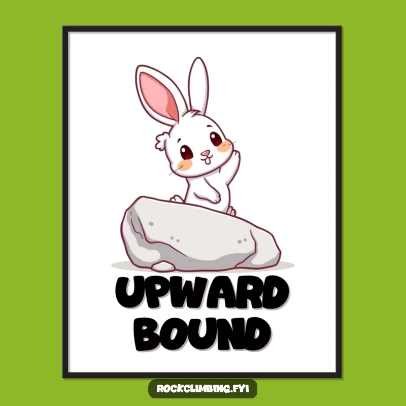 Funny Rabbit Climbing Poster: Hilarious Wall Art for Adventure Lovers