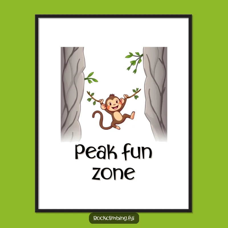 Funny Monkey Vine Swing Poster: Silly Wall Art for Playful Spaces