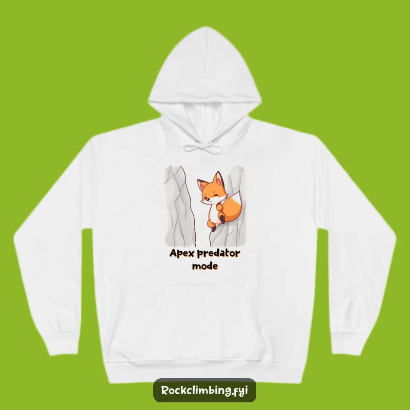 Funny Determined Fox Hoodie, Cozy Cliff Climber Sweatshirt, Humorous Adventure Gift