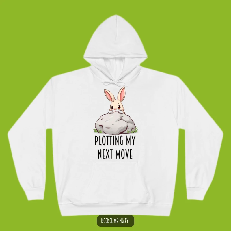 Funny Curious Rabbit Hoodie: Cozy Boulder Peeker for Determined Adventurers