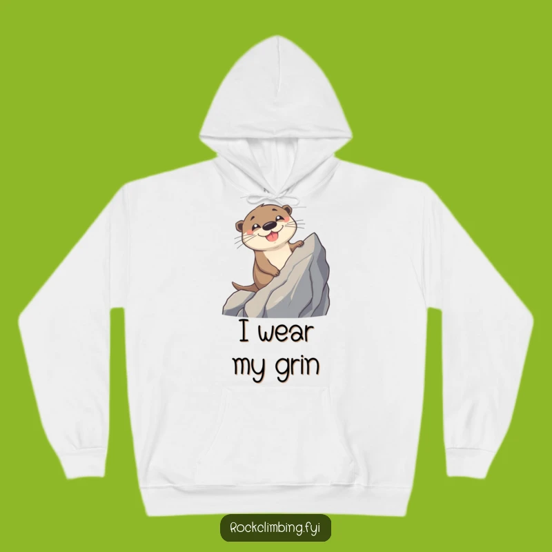 Funny Otter Climbing Hoodie: Warm, Cozy Adventure Gift with a Grin