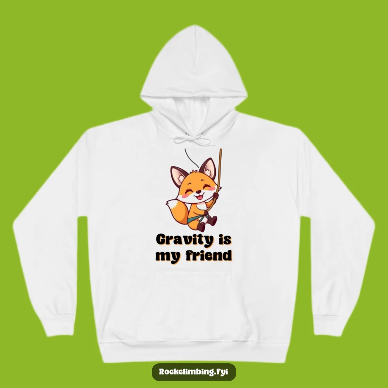 Funny Fox Rappelling Hoodie: Extreme Adventure, Cozy & Humorous Gift