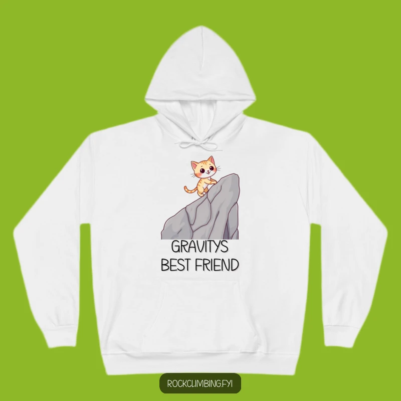 Cozy Funny Cat Cliff Climb Hoodie: Warmth and Witty Charm